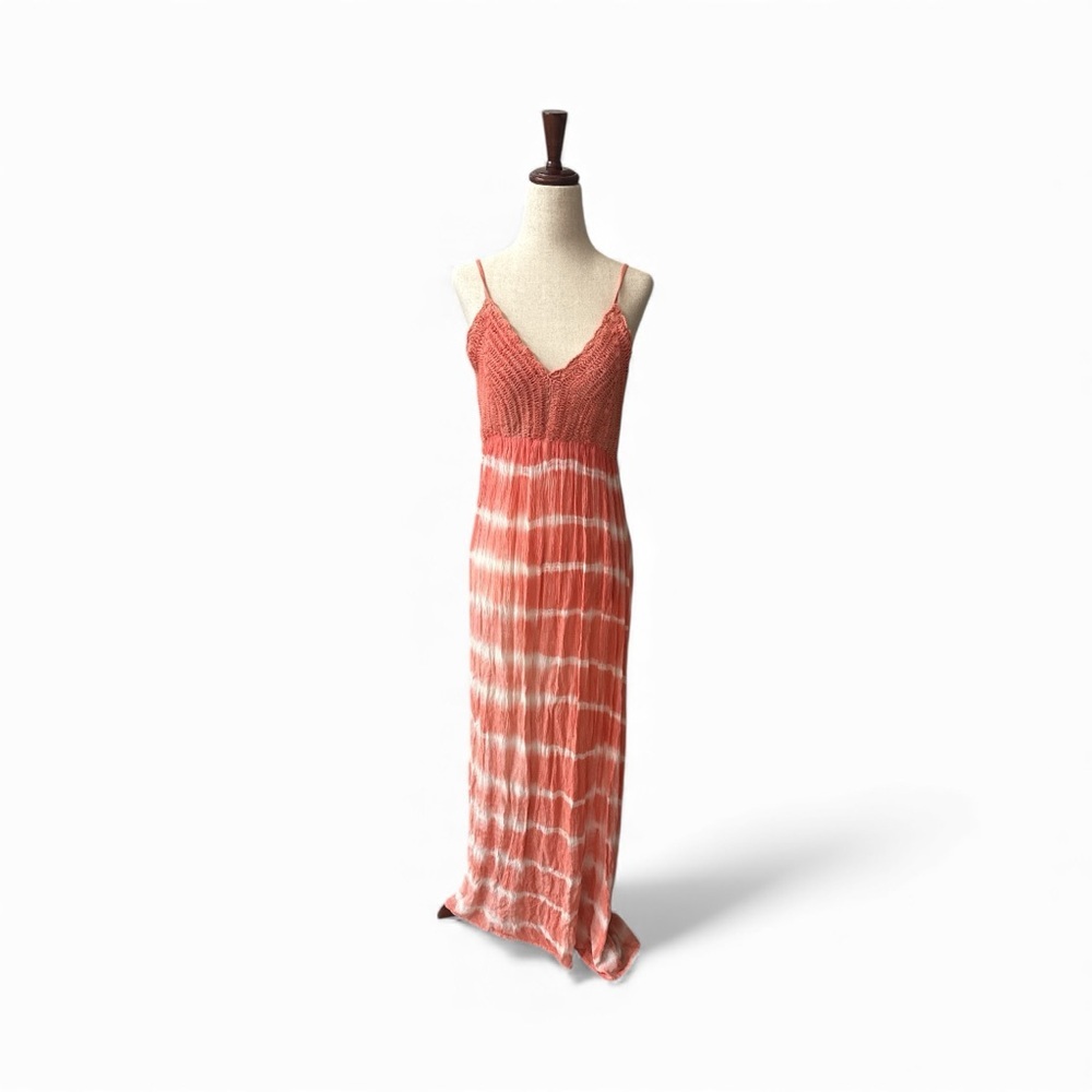 Beach By Exist Coral and White Maxi Dress